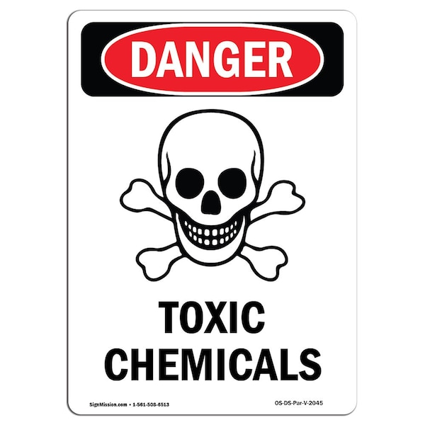 Safety Sign, OSHA Danger, 5" Height, Portrait, D-35-V-2045-10PK